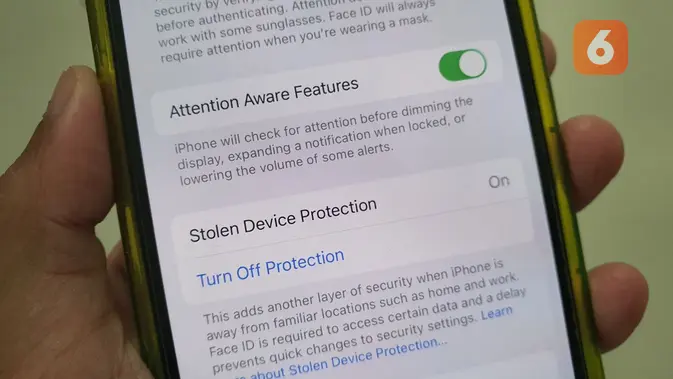 Apple menambahkan fitur Stolen Device Protection di update iOS 17.3 (Liputan6.com/ Agustin Setyo Wardani)