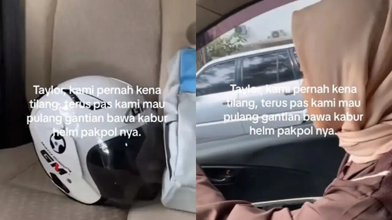 Setelah Kena Tilang, Wanita Ini Nekat Bawa Helm Milik Polisi