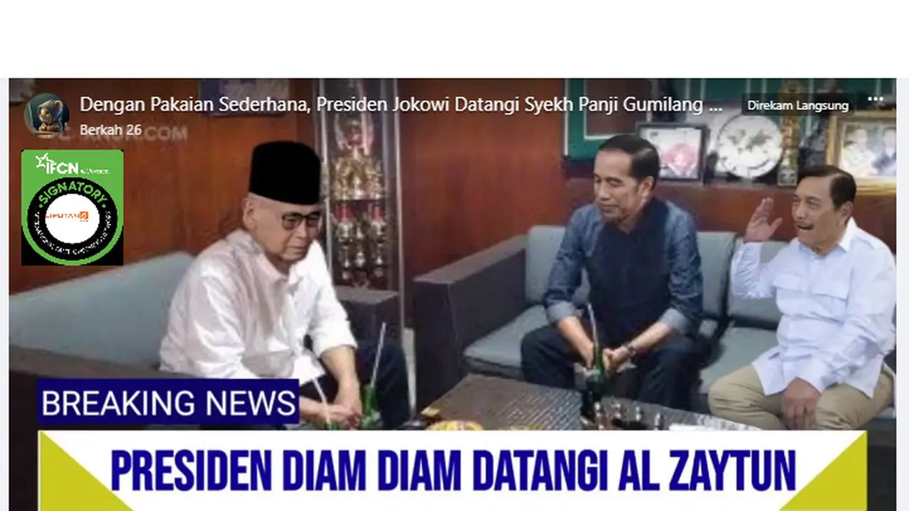Tangkapan layar klaim video Panji Gumilang kaget Jokowi diam-diam datangi Al Zaytun