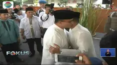 Anies Baswedan, Sandiaga Uno, dan jajaran Pemprov DKI Jakarta hadiri halal bihalal di Balaikota Jakarta.
