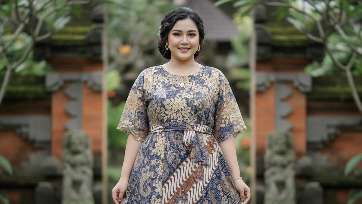 8 Rekomendasi Dress Batik Brokat Lengan Pendek untuk Wanita Gemuk