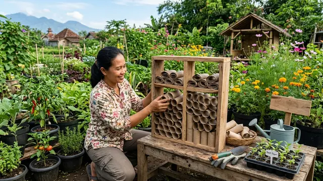 Daur Ulang Gulungan Tisu Toilet Bekas untuk Tanaman (AI Generated)