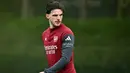 Arsenal menunjukkan performa impresif sejak fase liga dengan menyapu bersih delapan kemenangan. Catatan tersebut menjadi yang pertama dalam format baru Liga Champions. (John Walton/PA via AP)