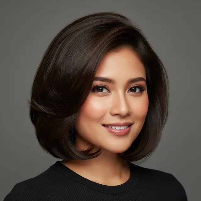 Gaya Rambut Wanita Wajah Bulat 2026 yang Bikin Tirus Sekaligus Stylish Model Bob Layered dengan Volume di Mahkota