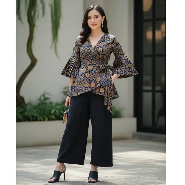 Kemeja Wrap + Celana Palazzo