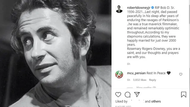 Unggahan Robert Downey Jr mengenai kematian sang ayah. (Instagram/ robertdowneyjr)