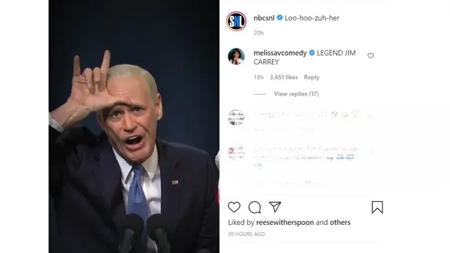 Jim Carrey sebagai Joe Biden. (Instagram/ nbcsnl)
