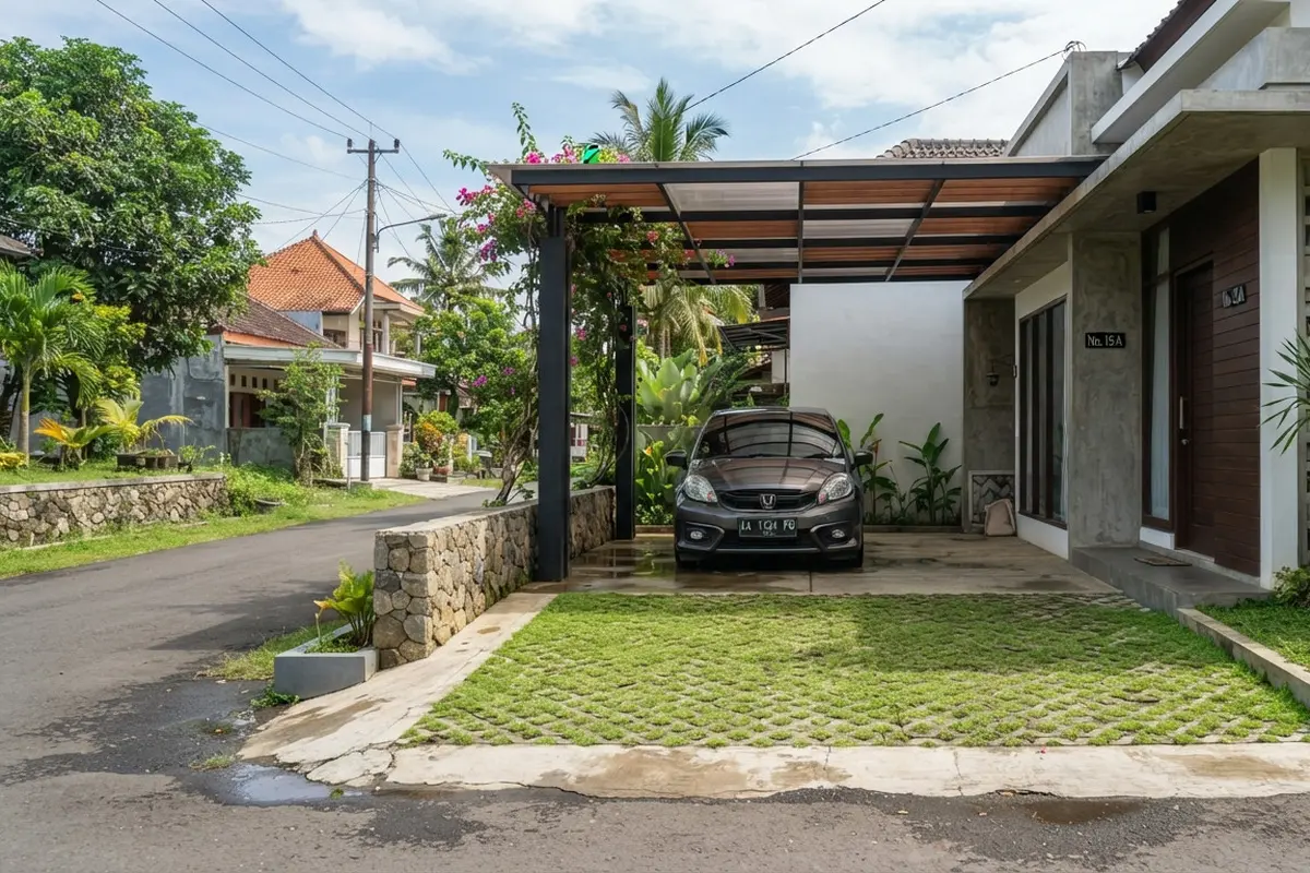 Inspirasi Carport Berlantai Grass Block yang Cocok untuk Rumah Modern Minimalis