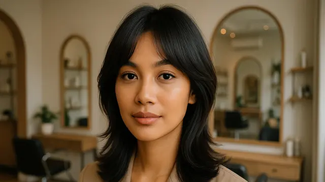 Model Rambut Shag Modern dengan Curtain Bangs