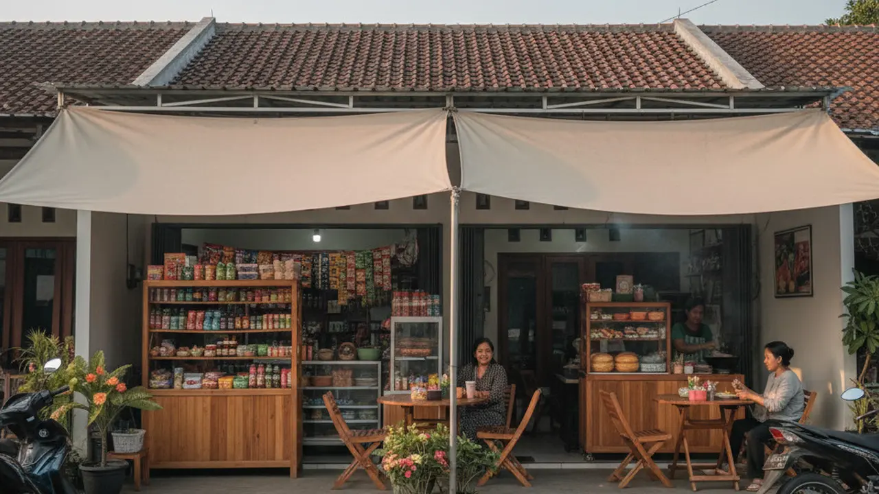 Model Warung Kelontong Sekaligus Warung Makan