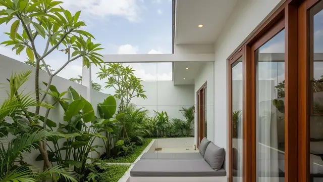 Teras Sudut dengan Dinding Cermin