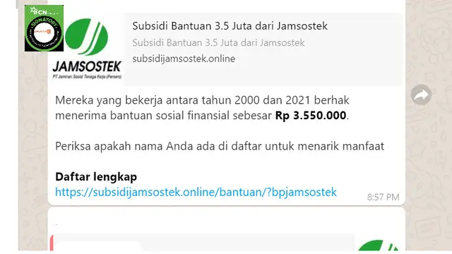 Cek Fakta Liputan6.com menelusuri informasi pendaftaran bantuan sosial untuk pekerja dari Jamsostek sebesar Rp 3,5 juta