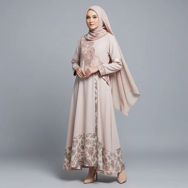 Gamis Batik Kombinasi Modern 2026 untuk Seragam Wanita Arisan RT