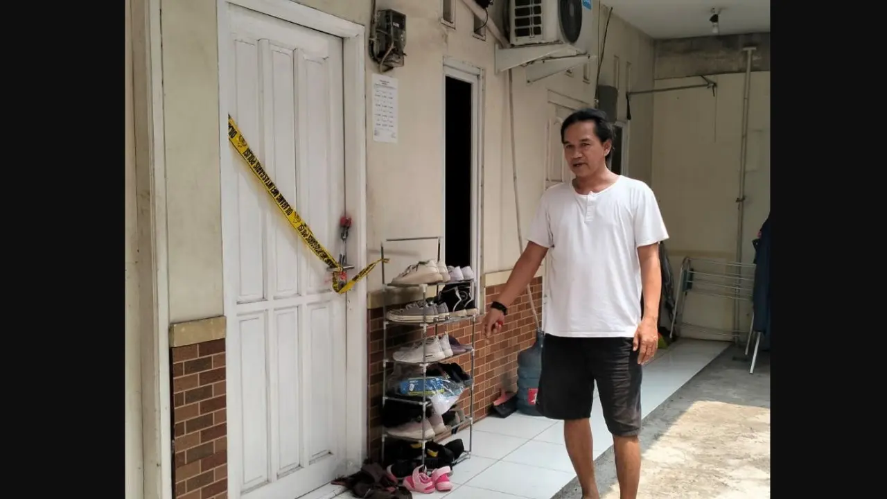Kontrakan tempat kejadian suami bunuh istri di Cikarang, Bekasi, Jawa Barat.
