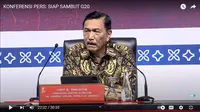 Menteri Koordinator Bidang Kemaritiman dan Investasi Luhut Pandjaitan dalam konferensi pers jelang KTT G20 di Bali. (Youtube/FMB9ID_ IKP)