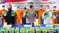 Konferensi pers pengungkapan 80 kilogram narkoba jenis sabu di Polda Riau. (Liputan6.com/M Syukur)