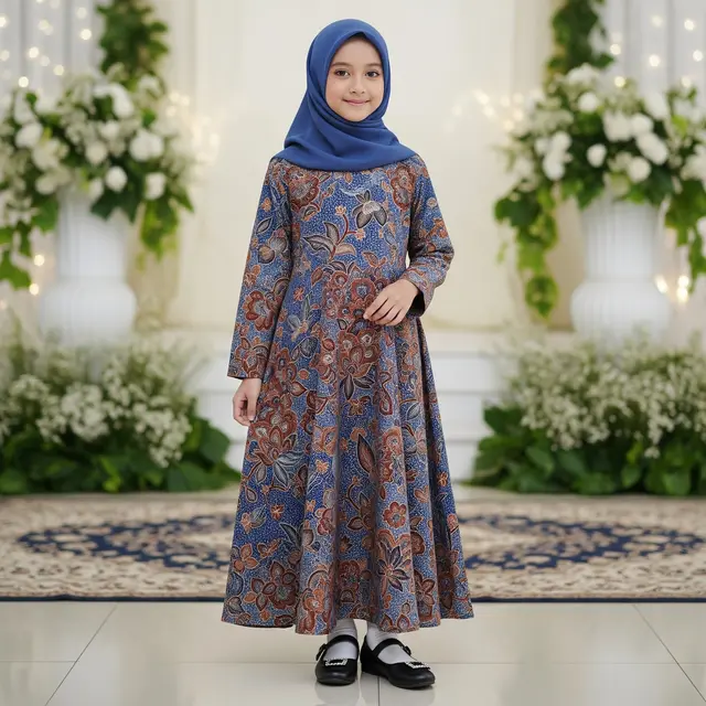 Model Gamis Batik Anak Perempuan Lengan Panjang