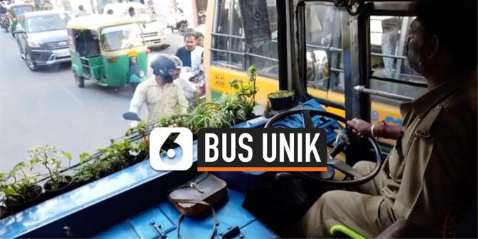 VIDEO: Galakkan Penghijauan, Sopir Bus Tanam Bunga di Dasbor Mobil