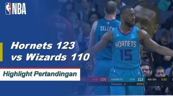 Kemba Walker mencetak 27 dan memberikan 11 assist saat Hornets menang atas Wizards 123-110.