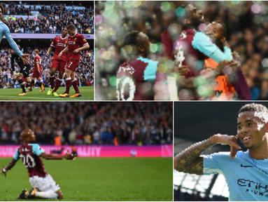 Berikut ini tujuh selebrasi terbaik Premier League 2017/2018 pekan keempat. Mulai dari selebrasi khas Leroy Sane hingga gaya telfon Gabriel Jesus. (Kolase foto-foto dari AFP)