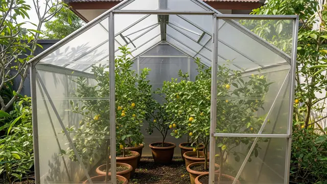 Greenhouse Mini dengan Kebun Jeruk dalam Pot
