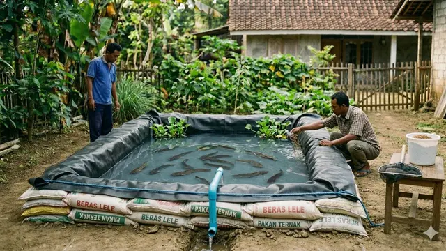 Cara Membuat Kolam Ikan dari Karung Tanpa Perlu Cor Semen