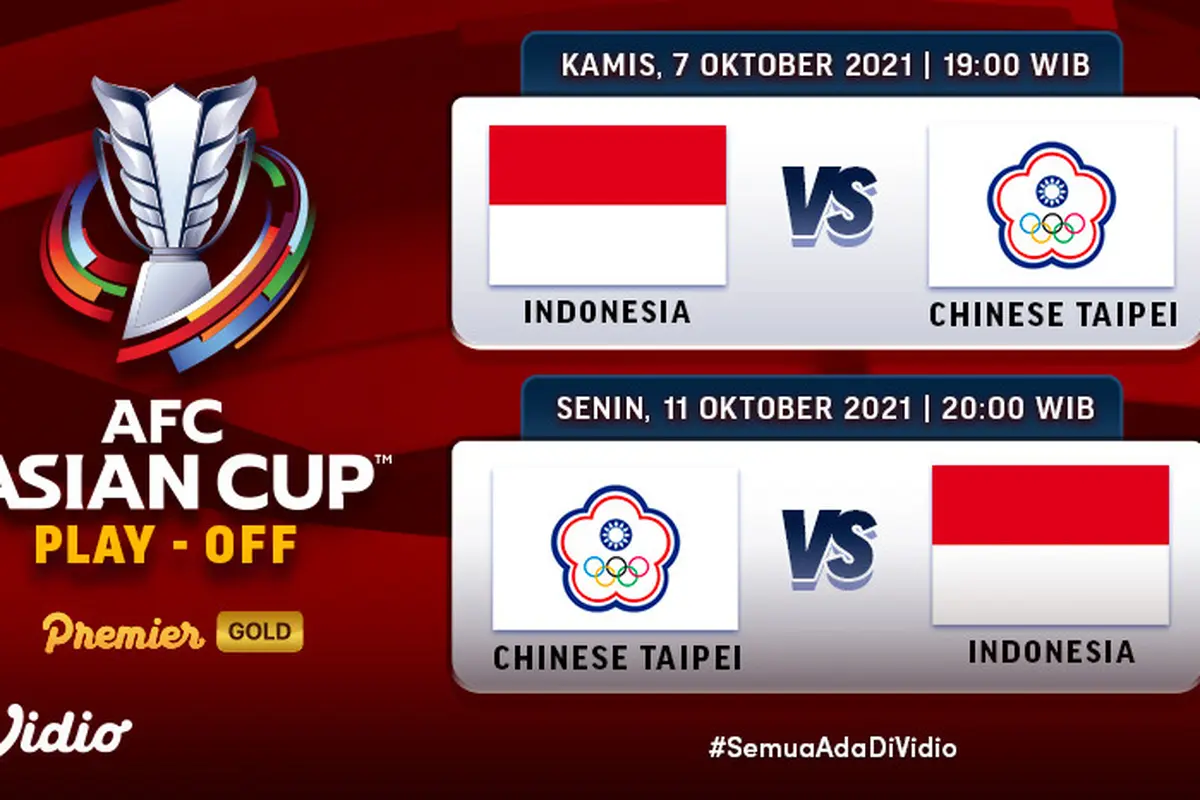 Jadwal dan Live Streaming Indonesia vs Taiwan Play-Off Piala Asia 2023 di Vidio