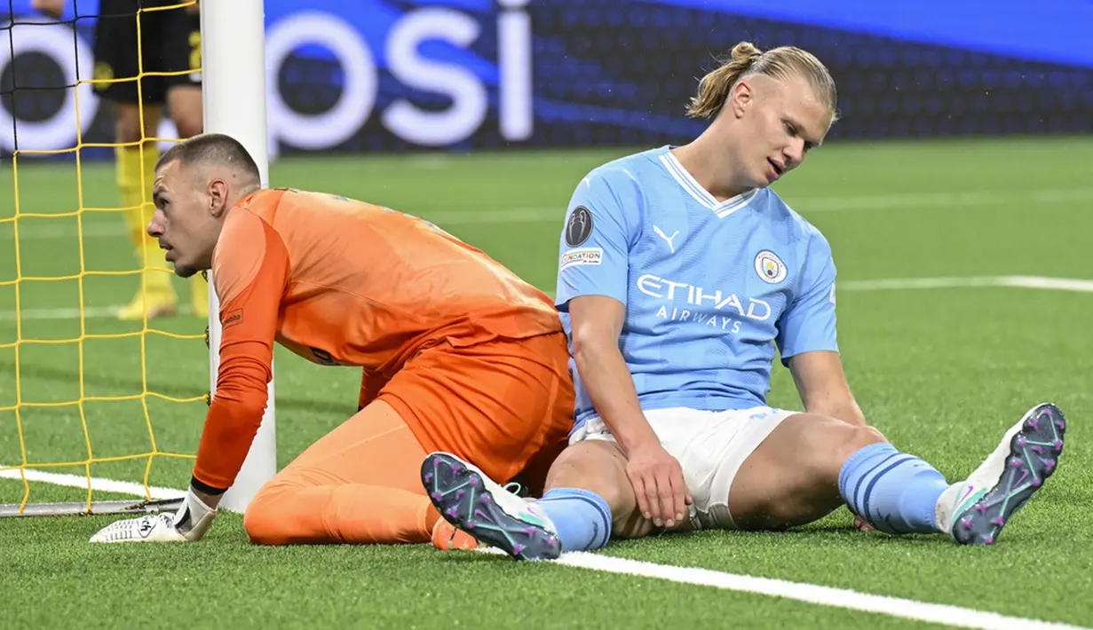 Hasil tersebut membuat Man City nyaman di puncak klasemen sementara dengan raihan sembilan poin. (Anthony Anex/Keystone via AP)