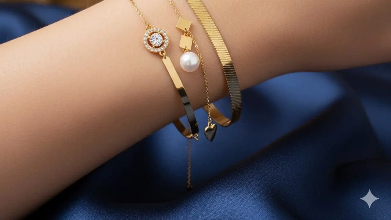 Gelang Emas Kombinasi Tali Ular dan Pasir Cocok untuk Gaya Layering