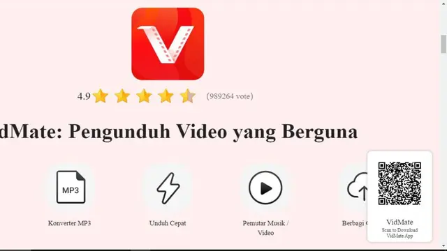 Potret aplikasi Vidmate (Sumber: Vidmate-official.com)