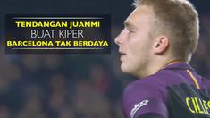 Berita video tendangan Juanmi yang membuat kiper Barcelona, Jasper Cillessen, melompat tak berdaya di Copa del Rey, Kamis (26/1/2017).