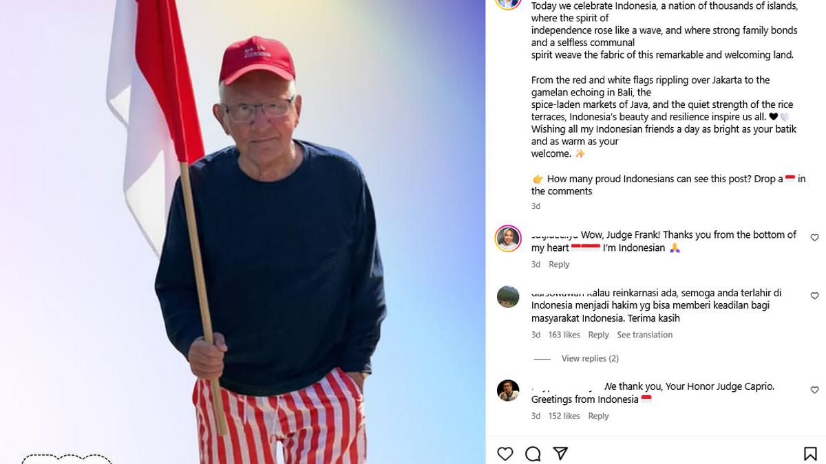 Hakim Frank Caprio Meninggal Dunia, 3 Hari Setelah Kirim Ucapan Hangat untuk HUT ke-80 Republik Indonesia