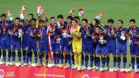 Timnas U-23 Thailand sukses menjadi juara SEA Games 2015 Singapura. (Bola.com/Arief Bagus)