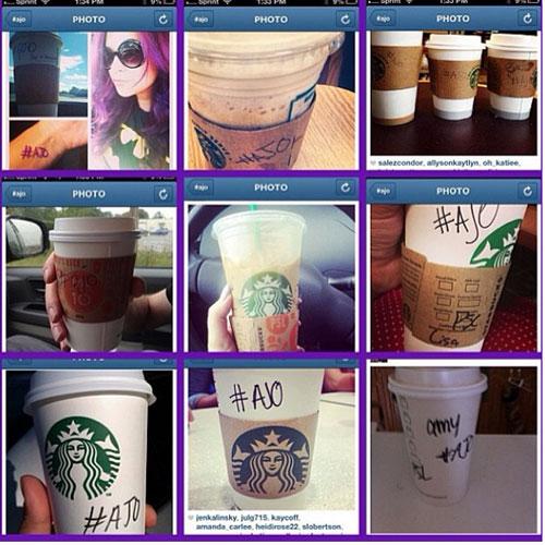 Semua kopi Starbucks dari orang-orang ini bertuliskan #AJO untuk mendoakan Alyssa (c) elitedaily.com