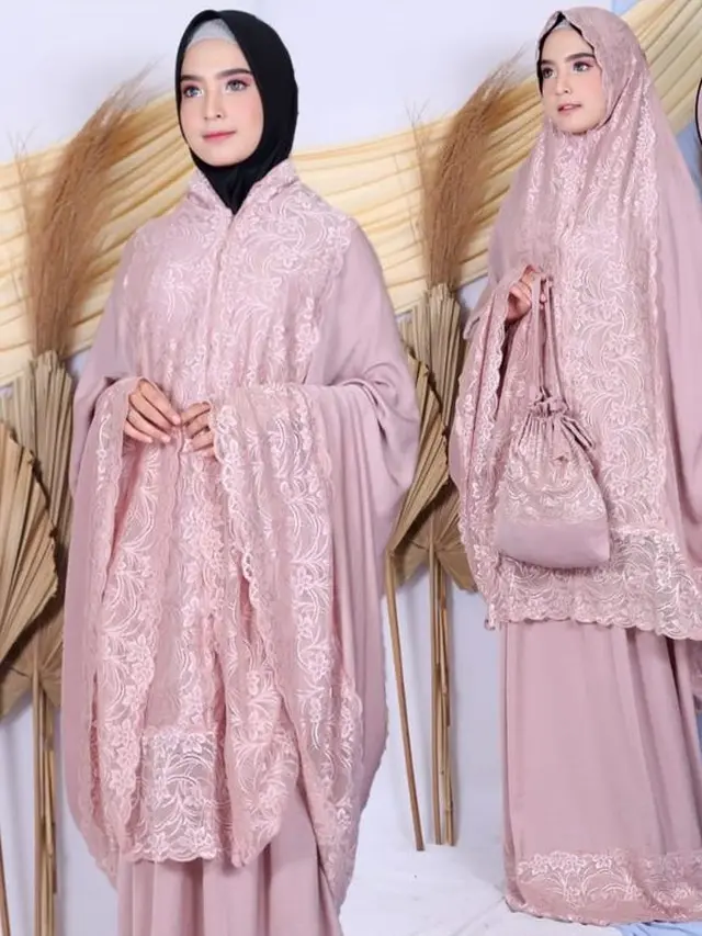 Mukena 2in1 Warna Pink Charm dengan Renda Halus