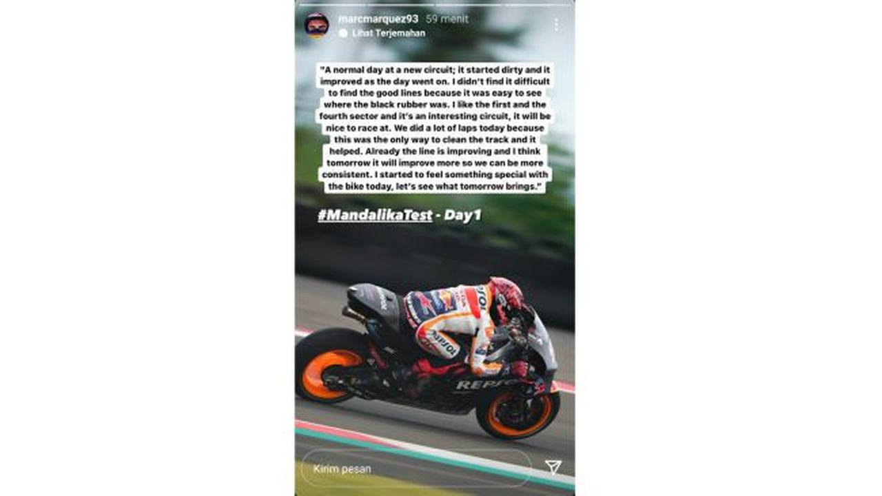 Komentar Marc Marquez Usai Jajal Sirkuit Mandalika