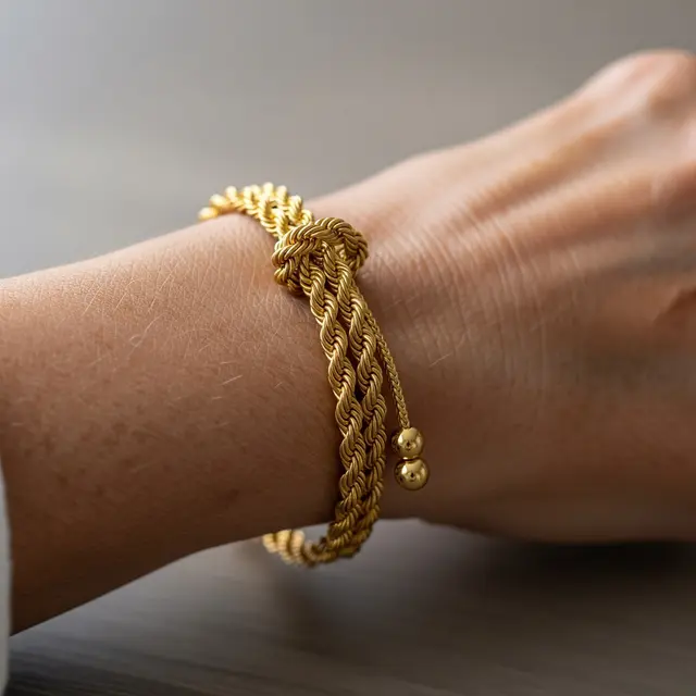Model Gelang Emas Tali Serut untuk Wanita 50 Tahun ke Atas