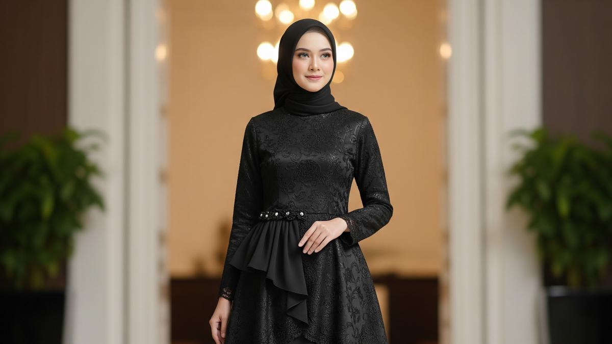 7 Model Gamis Kombinasi Brokat Hitam Terbaru, Cantik untuk Segala Acara di 2025
