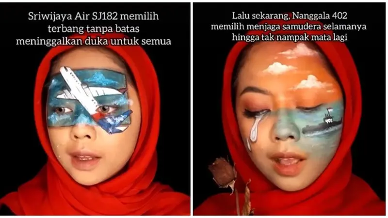 Viral Wanita Ini Lukis Wajah Tentang Indonesia di Awal Tahun 2021, Bikin Pilu