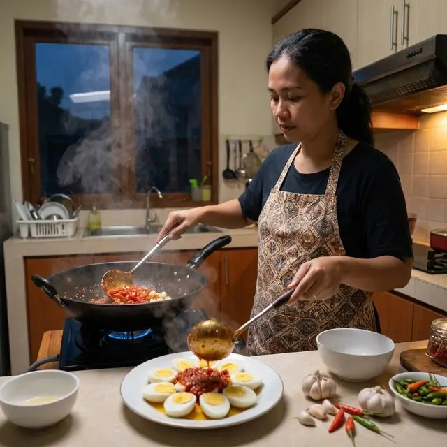 Telur rebus sambal bawang (Gemini AI)