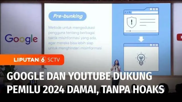 Google dan Youtube Indonesia berkomitmen menghadirkan Pemilu 2024 yang damai tanpa hoaks. Komitmen itu diwujudkan dalam peluncuran acara Yuk Pahami Pemilu.