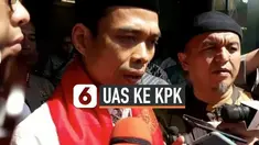 Ustaz Abdul Somad (UAS) mendatangi Gedung Komisi Pemberantasan Korupsi (KPK), Selasa (19/11). Kedatangan UAS untuk memberikan ceramah di hadapan karyawan lembaga antirasuah.