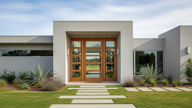 Gambar Rumah Pintu Kayu Jati Minimalis/Gemini AI