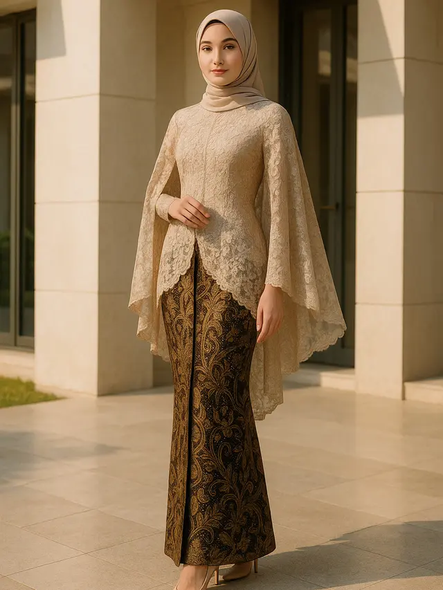 Model Brokat Panjang Bawahan Batik