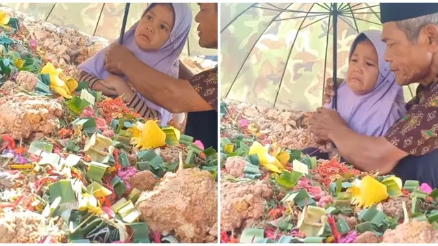Masih Rindu Ayah, Momen Bocah Tak Mau Pulang dari Makam Ayahnya Ini Bikin Haru