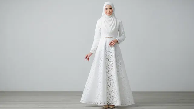 Model Baju Bridesmaid Brokat Hijab/ Ilustrasi AI