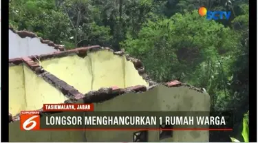 Tebing setinggi 30 meter di Kampung Sukasari, Kelurahan Sumelap, Kecamatan Purbaratu, Kota Tasikmalaya, longsor.