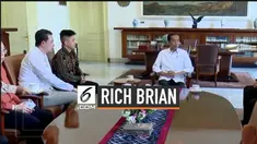 Presiden Joko Widodo menerima kedatangan seorang rapper asal Indonesia yang berkarier dan menorehkan prestasi di industri musik Amerika Serikat, Brian Imanuel Soewarno, atau lebih dikenal dengan nama Rich Brian.