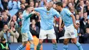 Empat gol Manchester City dicetak Erling Haaland masing pada menit ke-12 (P), 35, 45+3 (P) dan 54. (AP Photo/Dave Thompson)