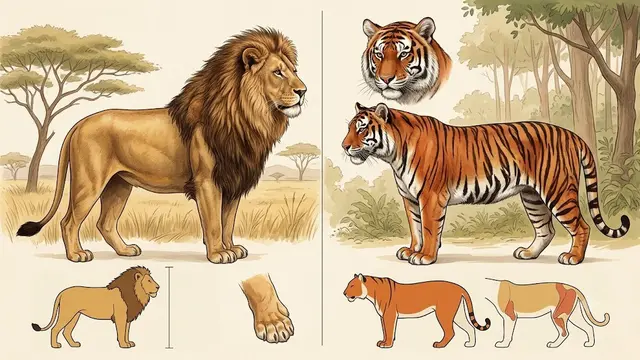 Ilustrasi Singa dan Harimau